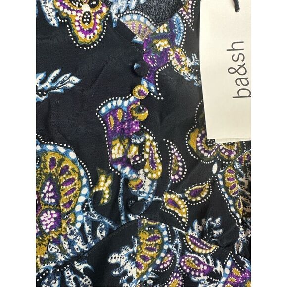 BA&SH Women's M Volver Elbow Sleeve Mini Dress Black Paisley Boho Western Flowy - Picture 4 of 12